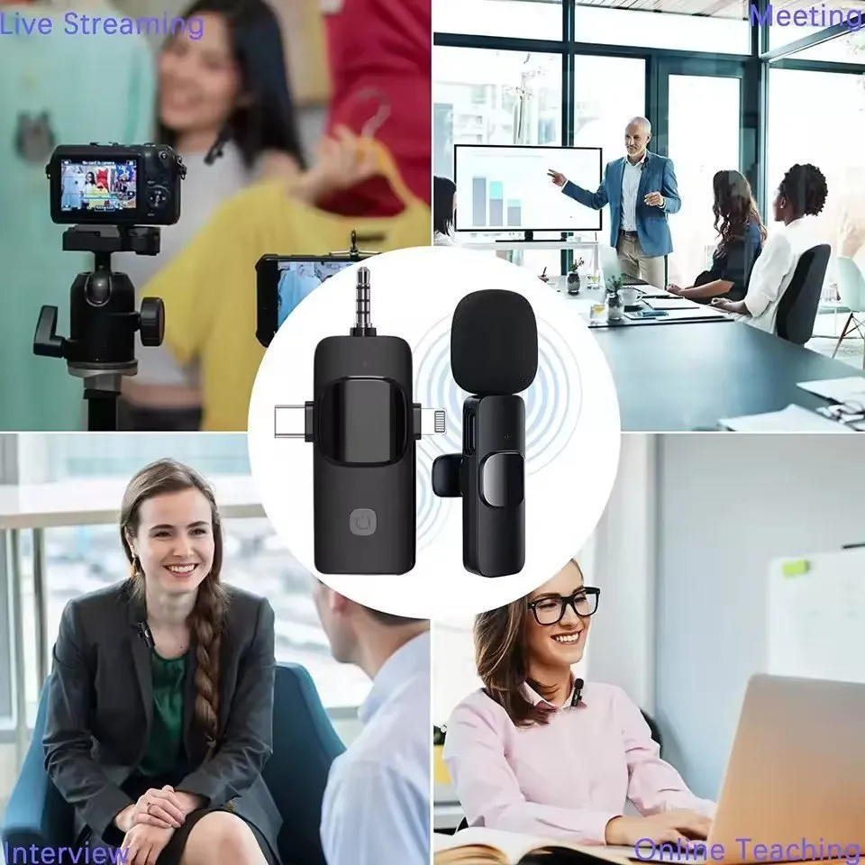 میکروفون یقه ای K15 مدل سه کاره برای آیفون و تایپ سی 1