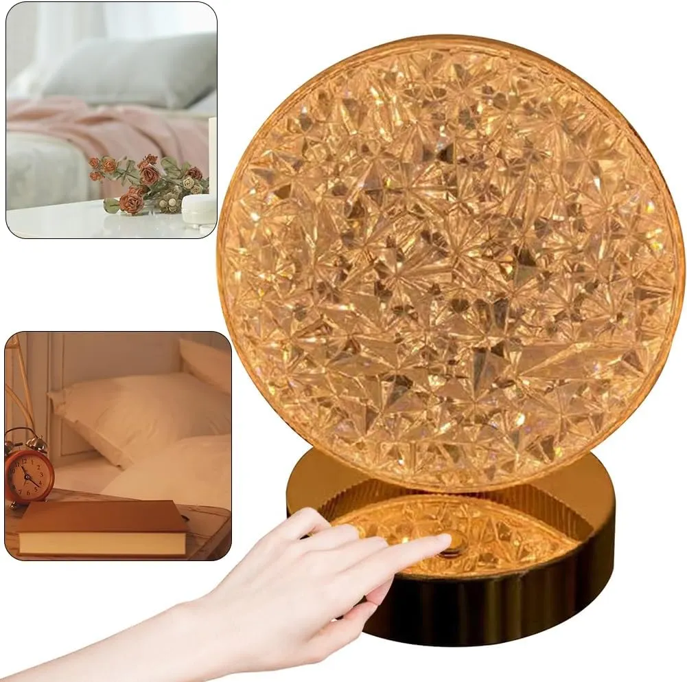 چراغ خواب شارژی رومیزی کریستال طرح گرد 4